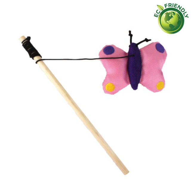 BecoPets Catnip Filled Butterfly Wand Cat Toy