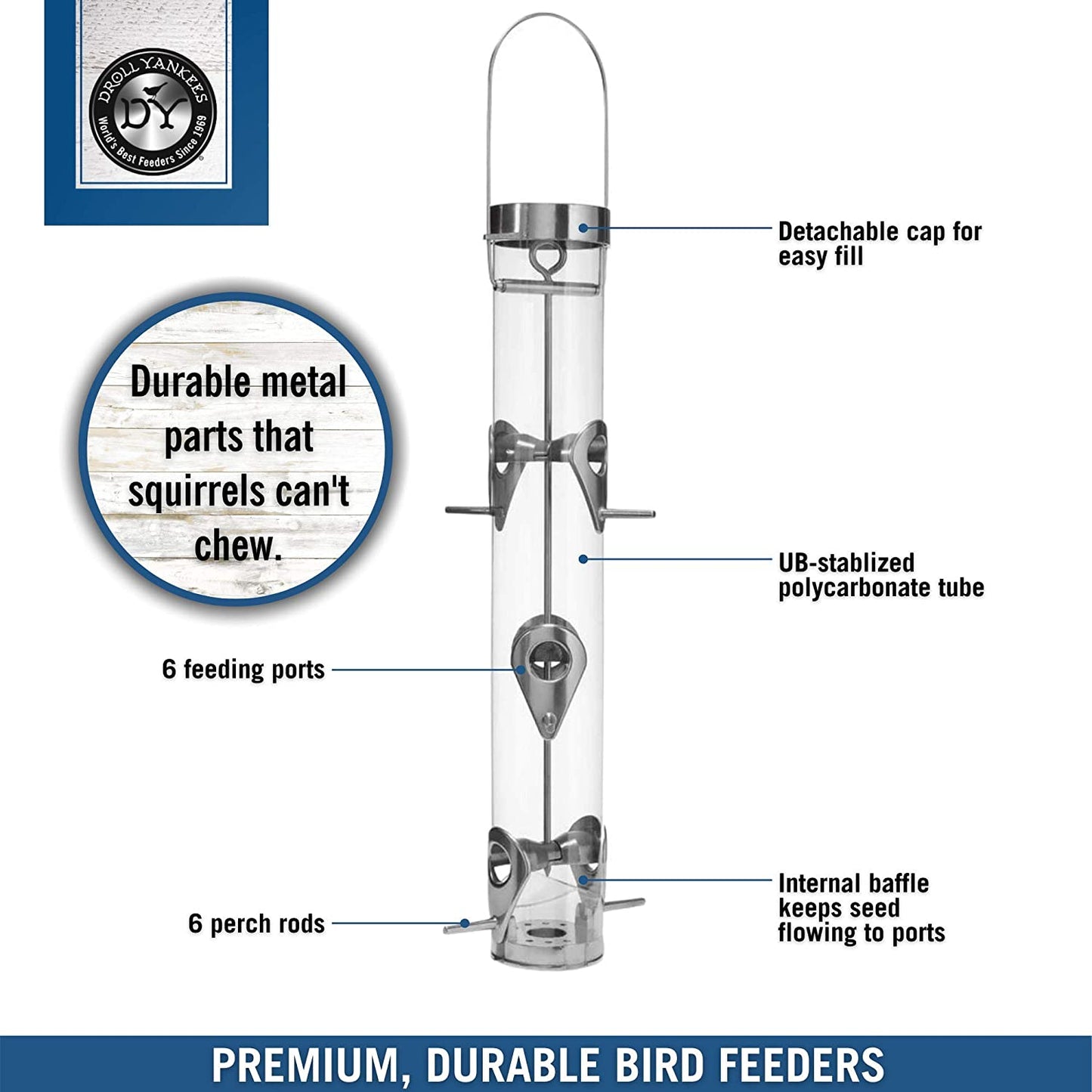 Droll Yankees A-Series Ring Pull Bird Feeder and A-6T Seed Tray