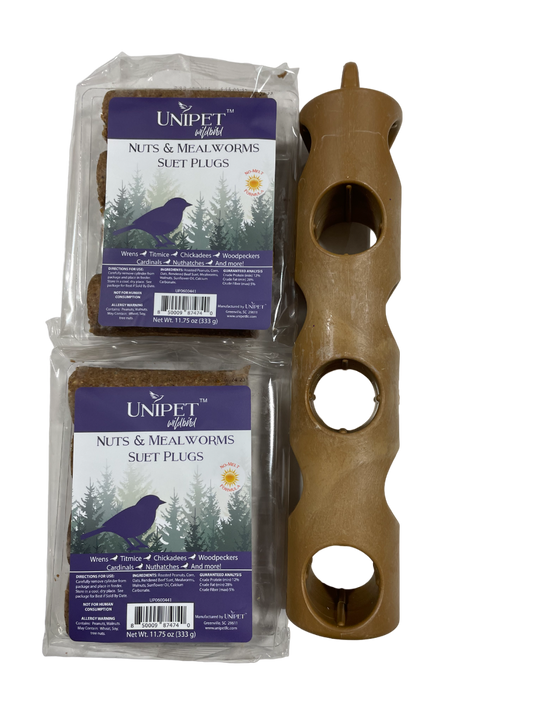 Unipet™ Nuts & Mealworm Suet Plugs & Feeder