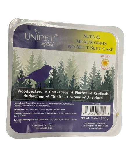 Unipet™ Wild Bird – Nuts & Mealworms NO MELT Suet Cake