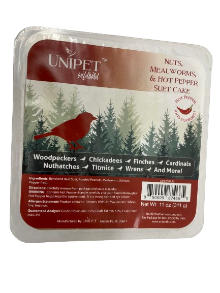 Unipet™ Wild Bird – Nuts & Mealworms Hot Pepper Suet Cake