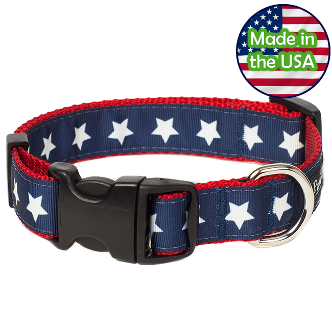 Paw Paws Dog Collar - Americana Park Stars Medium