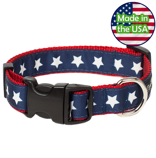 Paw Paws Dog Collar - Americana Park Stars Medium
