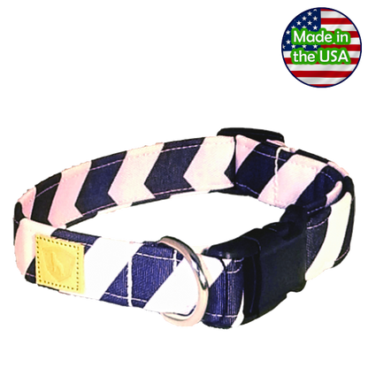 Alpha Pack Unleashed Waterproof Dog Collar - Blue Chevron Large